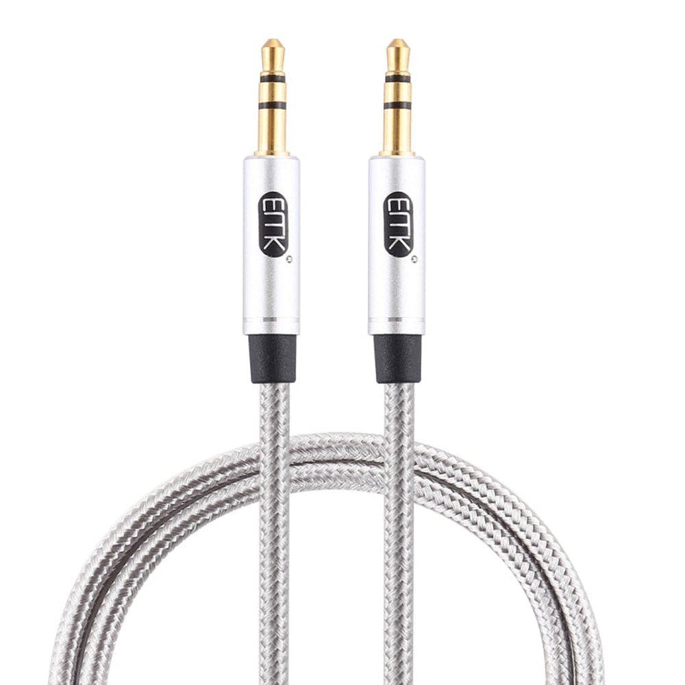 EMK 3.5mm Male to Male Gold - plated Plug Cotton Braided Audio Cable for Speaker / Notebooks / Headphone, Length: 1m, EMK - laboratorydeal