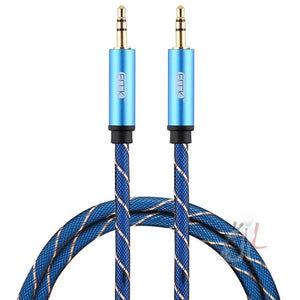 EMK 3.5mm Male to Male Grid Nylon Braided Audio Cable for Speaker / Notebooks / Headphone, Length: 0.5m - laboratorydeal