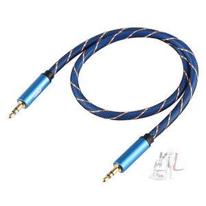 EMK 3.5mm Male to Male Grid Nylon Braided Audio Cable for Speaker / Notebooks / Headphone, Length: 0.5m - laboratorydeal