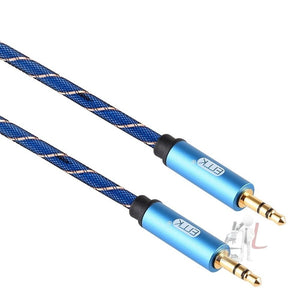 EMK 3.5mm Male to Male Grid Nylon Braided Audio Cable for Speaker / Notebooks / Headphone, Length: 0.5m - laboratorydeal