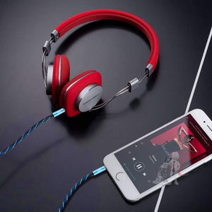 EMK 3.5mm Male to Male Grid Nylon Braided Audio Cable for Speaker / Notebooks / Headphone, Length: 0.5m - laboratorydeal