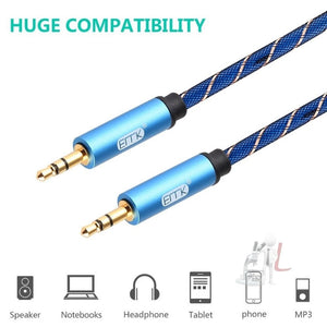 EMK 3.5mm Male to Male Grid Nylon Braided Audio Cable for Speaker / Notebooks / Headphone, Length: 0.5m - laboratorydeal