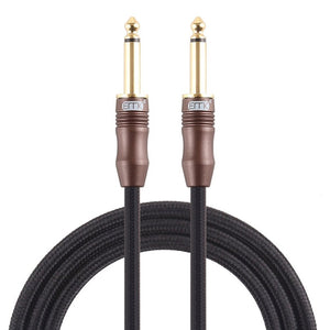 EMK 6.35mm Male to Male 3 Section Gold - plated Plug Cotton Braided Audio Cable for Guitar Amplifier Mixer, Length: 1.5m - laboratorydeal
