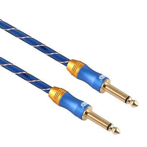 EMK 6.35mm Male to Male 3 Section Gold - plated Plug Grid Nylon Braided Audio Cable for Speaker Amplifier Mixer, Length: 1.5m - laboratorydeal