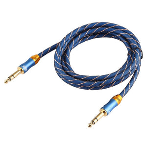 EMK 6.35mm Male to Male 4 Section Gold - plated Plug Grid Nylon Braided Audio Cable for Speaker Amplifier Mixer, Length: 2m - laboratorydeal