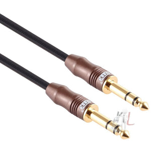 EMK 6.35mm Male to Male 4 Section Gold - plated Plug Cotton Braided Audio Cable for Guitar Amplifier Mixer, Length: 2m - laboratorydeal