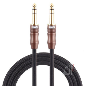 EMK 6.35mm Male to Male 4 Section Gold - plated Plug Cotton Braided Audio Cable for Guitar Amplifier Mixer, Length: 2m - laboratorydeal
