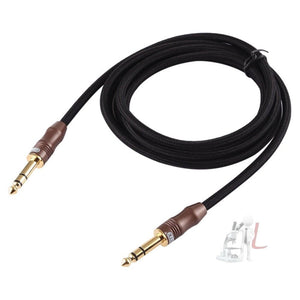 EMK 6.35mm Male to Male 4 Section Gold - plated Plug Cotton Braided Audio Cable for Guitar Amplifier Mixer, Length: 2m - laboratorydeal