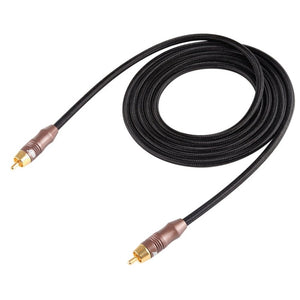 EMK 8mm RCA Male to 6mm RCA Male Gold - plated Plug Cotton Braided Audio Coaxial Cable for Speaker Amplifier Mixer, Length: 2m - laboratorydeal