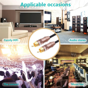 EMK 8mm RCA Male to 6mm RCA Male Gold - plated Plug Cotton Braided Audio Coaxial Cable for Speaker Amplifier Mixer, Length: 2m - laboratorydeal