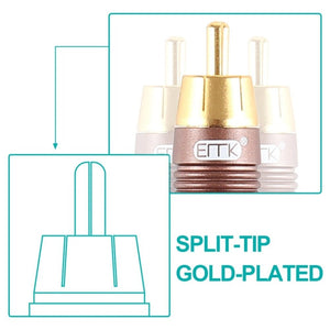 EMK 8mm RCA Male to 6mm RCA Male Gold - plated Plug Cotton Braided Audio Coaxial Cable for Speaker Amplifier Mixer, Length: 2m - laboratorydeal