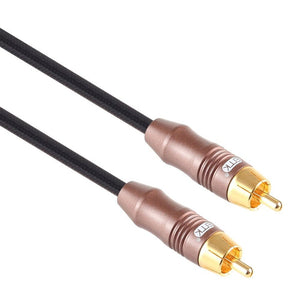 EMK 8mm RCA Male to 6mm RCA Male Gold - plated Plug Cotton Braided Audio Coaxial Cable for Speaker Amplifier Mixer, Length: 2m - laboratorydeal