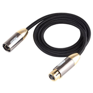 EMK XLR Male to Female Gold - plated Plug Cotton Braided Cannon Audio Cable for XLR Jack Devices, Length: 1m - laboratorydeal