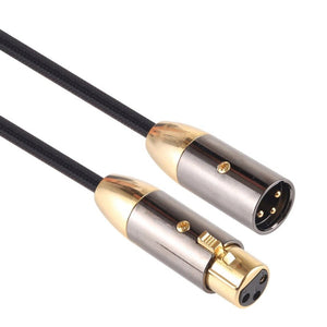 EMK XLR Male to Female Gold - plated Plug Cotton Braided Cannon Audio Cable for XLR Jack Devices, Length: 1m - laboratorydeal