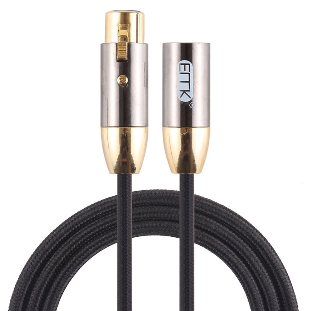 EMK XLR Male to Female Gold - plated Plug Cotton Braided Cannon Audio Cable for XLR Jack Devices, Length: 1m - laboratorydeal
