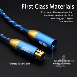 EMK XLR Male to Female Gold - plated Plug Grid Nylon Braided Cannon Audio Cable for XLR Jack Devices, Length: 2m - laboratorydeal