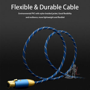 EMK XLR Male to Female Gold - plated Plug Grid Nylon Braided Cannon Audio Cable for XLR Jack Devices, Length: 2m - laboratorydeal