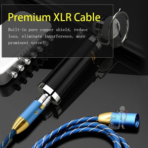 EMK XLR Male to Female Gold - plated Plug Grid Nylon Braided Cannon Audio Cable for XLR Jack Devices, Length: 2m - laboratorydeal