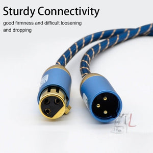 EMK XLR Male to Female Gold - plated Plug Grid Nylon Braided Cannon Audio Cable for XLR Jack Devices, Length: 2m - laboratorydeal