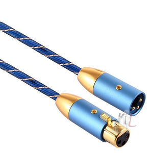 EMK XLR Male to Female Gold - plated Plug Grid Nylon Braided Cannon Audio Cable for XLR Jack Devices, Length: 2m - laboratorydeal
