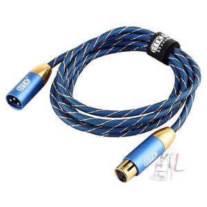 EMK XLR Male to Female Gold - plated Plug Grid Nylon Braided Cannon Audio Cable for XLR Jack Devices, Length: 2m - laboratorydeal