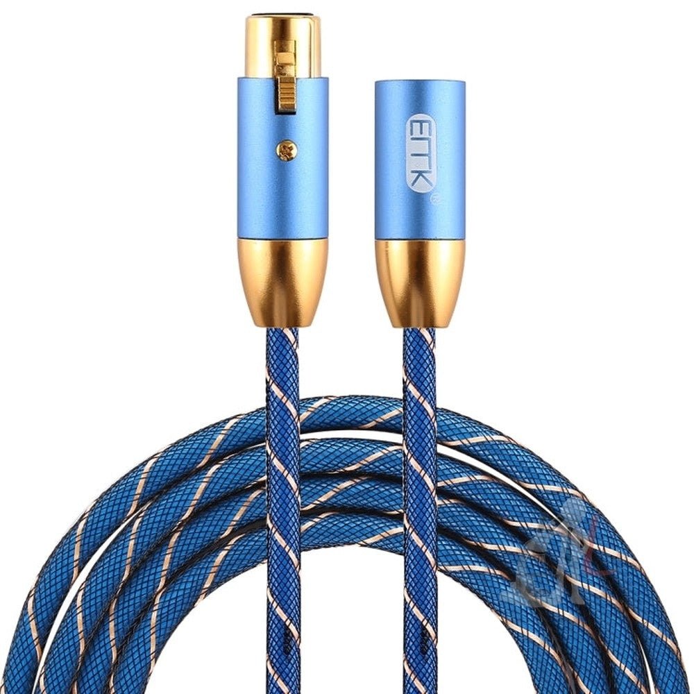 EMK XLR Male to Female Gold - plated Plug Grid Nylon Braided Cannon Audio Cable for XLR Jack Devices, Length: 2m - laboratorydeal