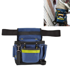 Electrician Maintenance Adjustable Multi - pocket Hardware Tool Belt Bag Multi - function Storage Bag, Blue - laboratorydeal