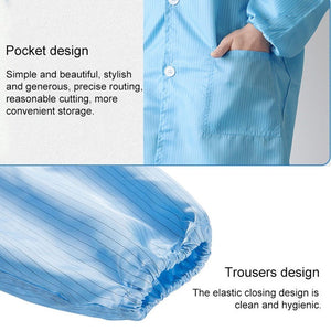 Electronic Factory Anti Static Blue Dust - free Clothing Stripe Dust - proof Clothing, S, M, L, XL - laboratorydeal