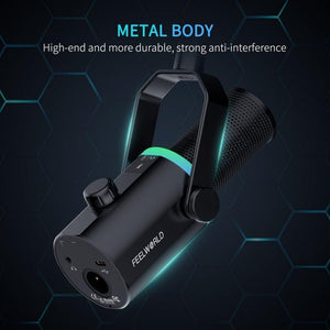 FEELWORLD PM1 - AS XLR/USB Dynamic Microphone for Podcasting Recording Gaming Live Streaming with Boom Arm, PM1 - AS - laboratorydeal