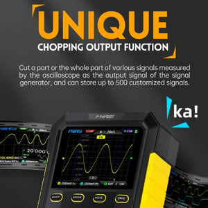 FNIRSI 2 In 1 Small Handheld Fluorescence Digital Dual-Channel Oscilloscope, US Plug, Yellow, Blue