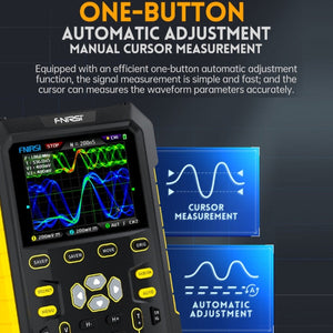 FNIRSI 2 In 1 Small Handheld Fluorescence Digital Dual-Channel Oscilloscope, US Plug, Yellow, Blue