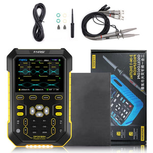 FNIRSI 2 In 1 Small Handheld Fluorescence Digital Dual-Channel Oscilloscope, US Plug, Yellow, Blue