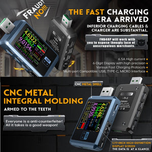 FNIRSI FNB48P USB Mobile Phone DC Power Charger Detector, Color:, Bluetooth Blue, Without Bluetooth Black