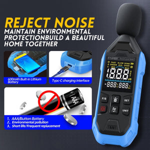 FNIRSI Noise Decibel Meter Home Volume Detector, Blue