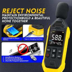 FNIRSI Noise Decibel Meter Home Volume Detector, Yellow