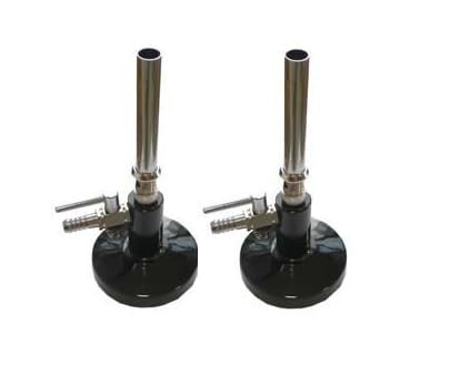 Bunsen Burner With Stop Cock (Pack Of 2Pcs) || Brass Pipe for lab use in school or colleges || flame or heat apparatus