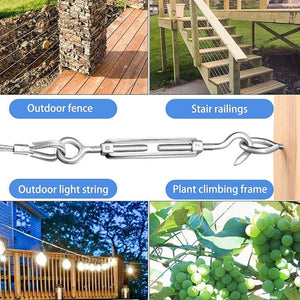 Flower Basket Screws 304 Stainless Steel Wire Rope Hook Tensioner, M4, M5, M6, M8, M10, M12, M14, M16 - laboratorydeal