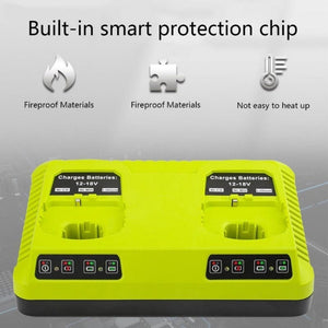 For RYOBI P108 / P117 12 - 18V Lithium Nickel Battery Dual Port Charger, EU, US, UK, AU - laboratorydeal
