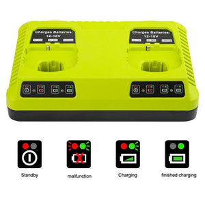 For RYOBI P108 / P117 12 - 18V Lithium Nickel Battery Dual Port Charger, EU, US, UK, AU - laboratorydeal