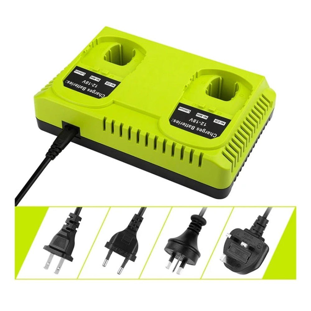 For RYOBI P108 / P117 12 - 18V Lithium Nickel Battery Dual Port Charger, EU, US, UK, AU - laboratorydeal