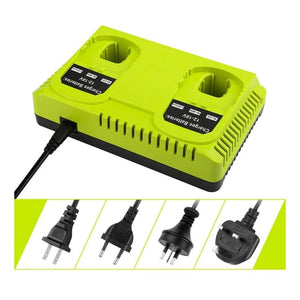 For RYOBI P108 / P117 12 - 18V Lithium Nickel Battery Dual Port Charger, EU, US, UK, AU - laboratorydeal