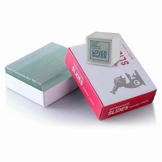 Microscope Glass Slides with Cover Slips, 50 Slides and 100 Cover Slips, Pre-Cleaned Laboratory Set