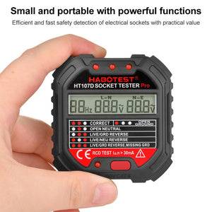 HABOTEST HT107D Multifunctional Digital Display Socket Tester, HT107D (US Plug), HT107D (UK Plug), HT107D (EU Plug)