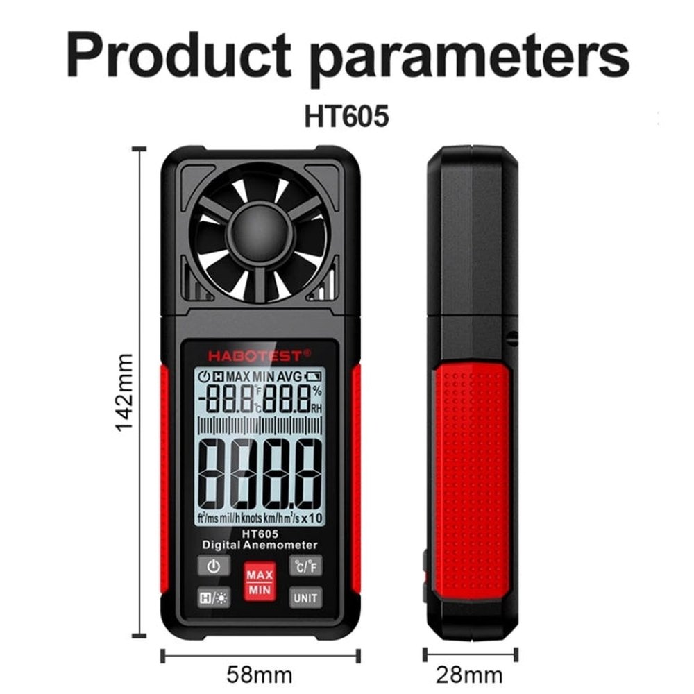 HABOTEST HT605 Portable Intelligent Digital Display Handheld Wind Speed Tester, HT605