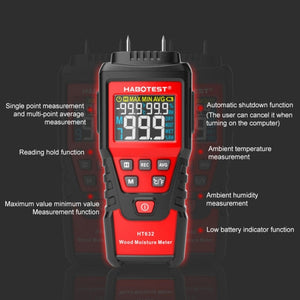 HABOTEST HT632 Portable Multifunctional Digital Display Wood Moisture Detector, HT632