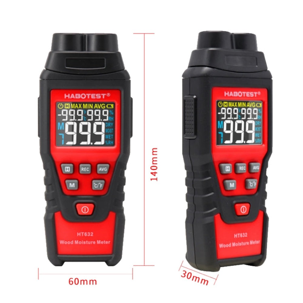 HABOTEST HT632 Portable Multifunctional Digital Display Wood Moisture Detector, HT632