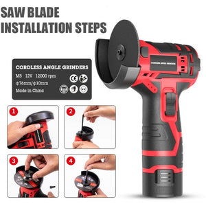 HILDA 12V 3 Inch Li - Ion Angle Grinder Home Cutting And Sanding Machine, US Plug, Plastic Package With 1 Battery, Carton Package With 1 Battery, Plastic Package With 2 Battery - laboratorydeal