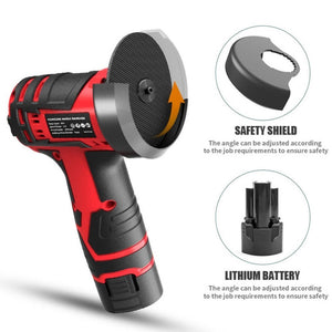 HILDA 12V 3 Inch Li - Ion Angle Grinder Home Cutting And Sanding Machine, EU Plug, Plastic Package With 1 Battery, Carton Package With 1 Battery, Plastic Package With 2 Battery, Carton Package With 2 Battery - laboratorydeal