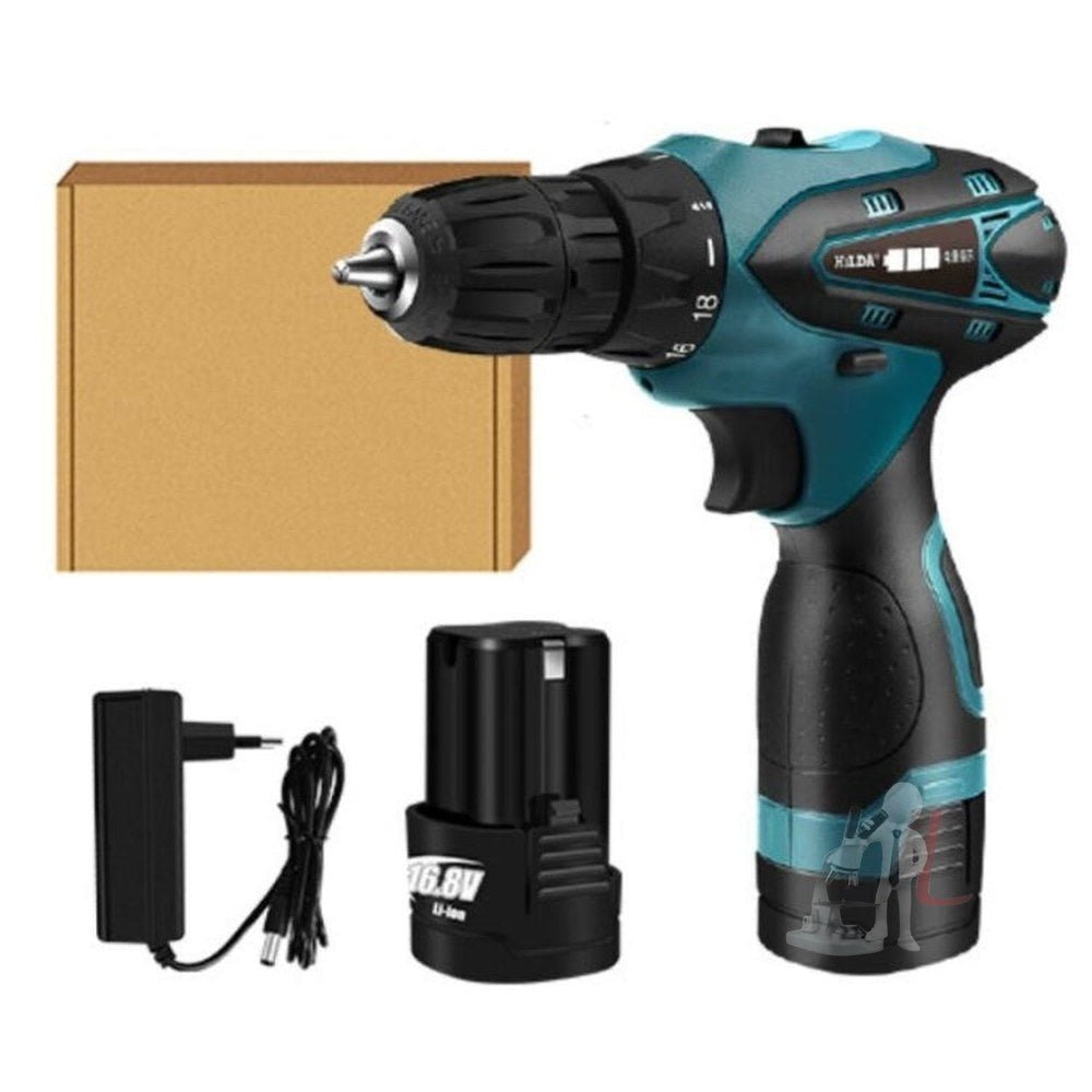 HILDA Electric Drill Cordless Screwdriver Lithium Battery Mini Drill Cordless Screwdriver Power Tools, EU Plug, 16.8V with Carton Box, 12V with Carton Box, 12V with Plastic Box, 16.8V with Plastic Box - laboratorydeal