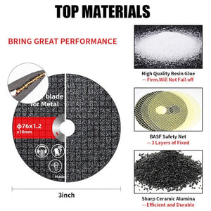 HILDA Grinding Tools Li - Ion Angle Grinder Accessories, Saw Blade, Grinding Disc, Dry Cutting Blade - laboratorydeal